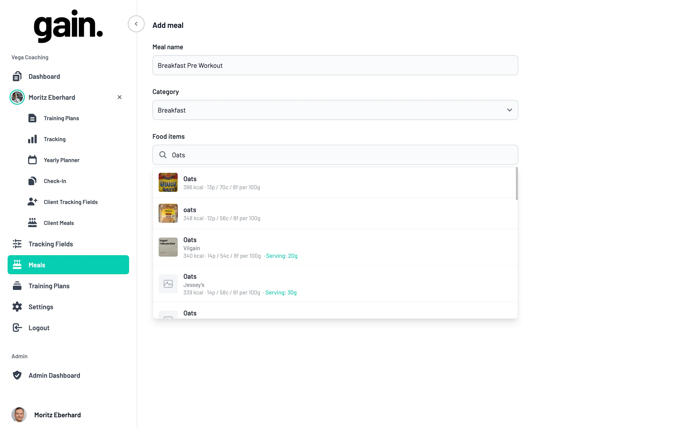 Mahlzeit hinzufügen