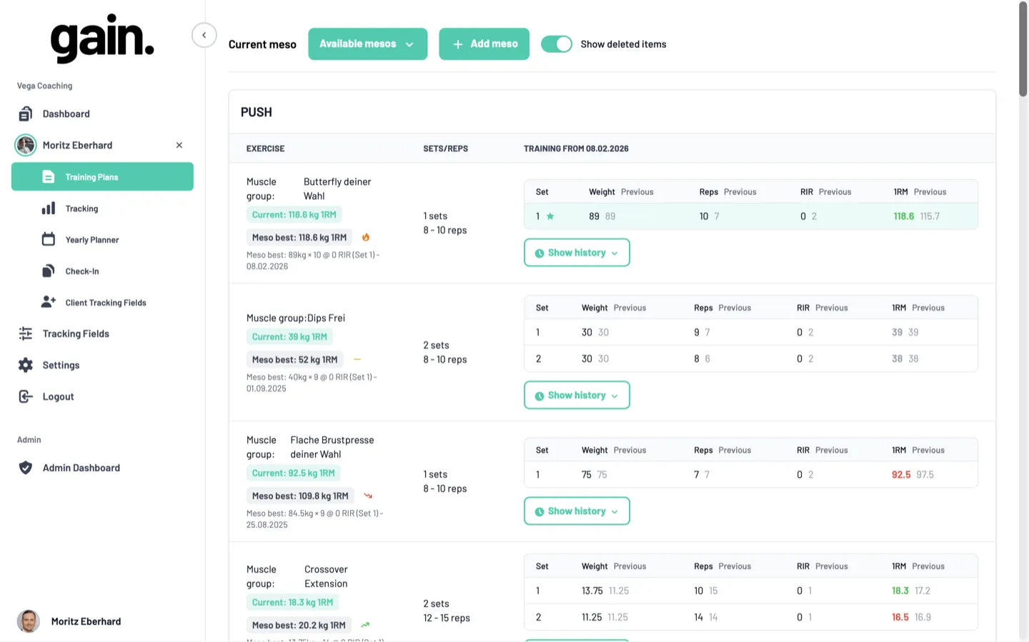 Gain Coach Dashboard