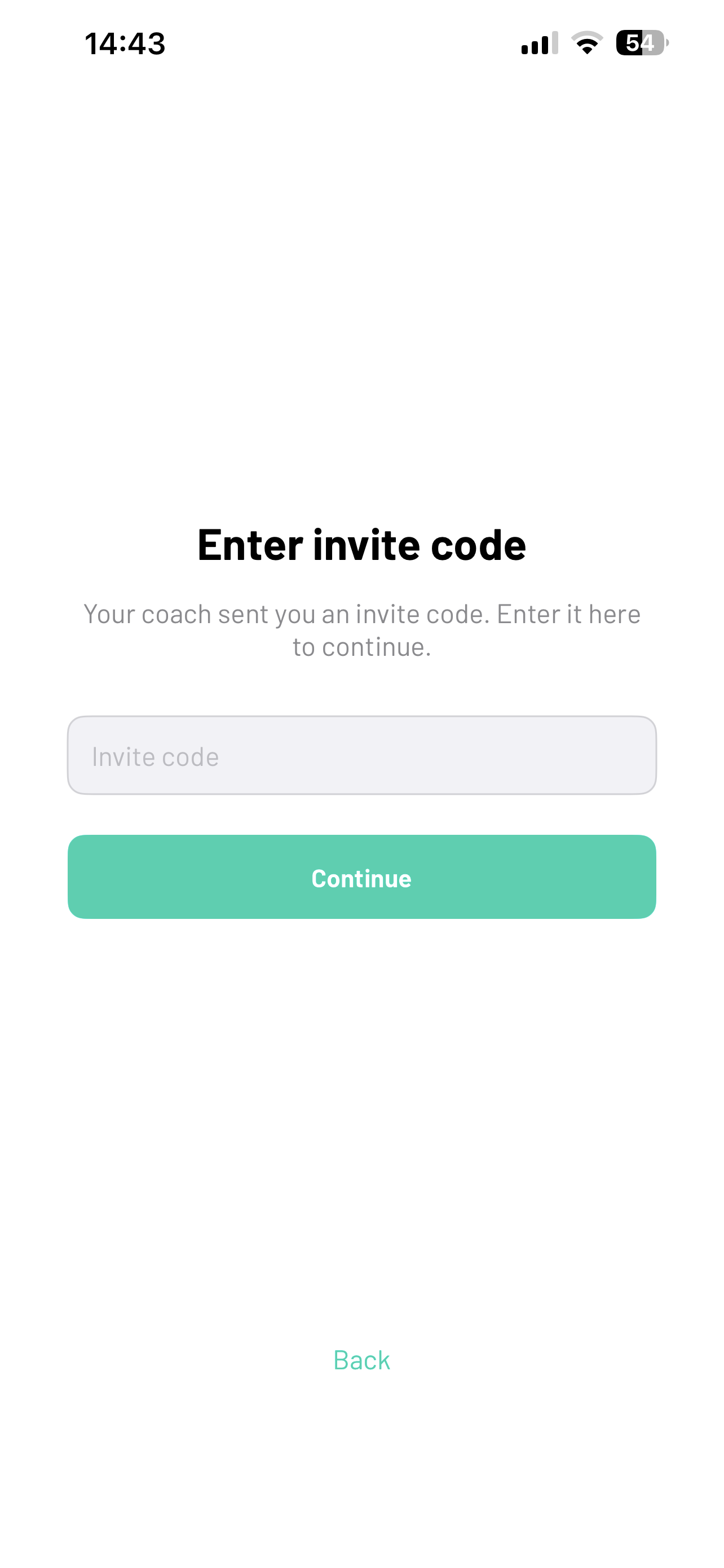 Gain. app invite code entry screen