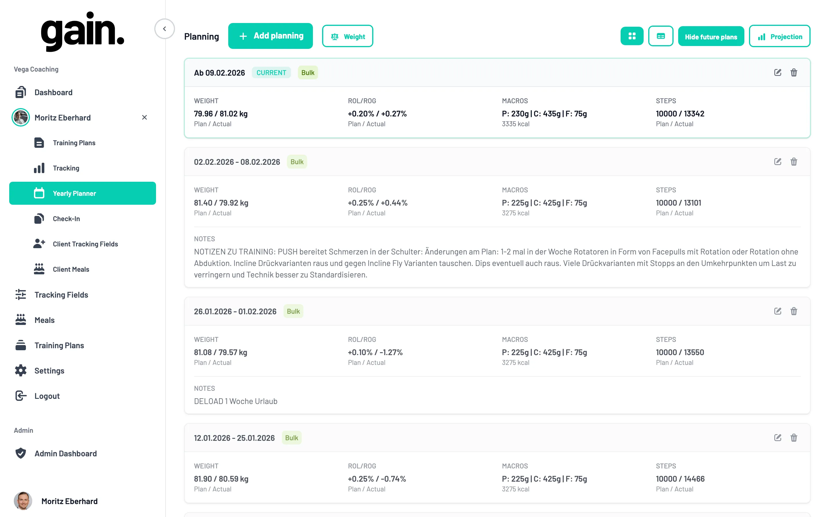 Planung Kundenansicht