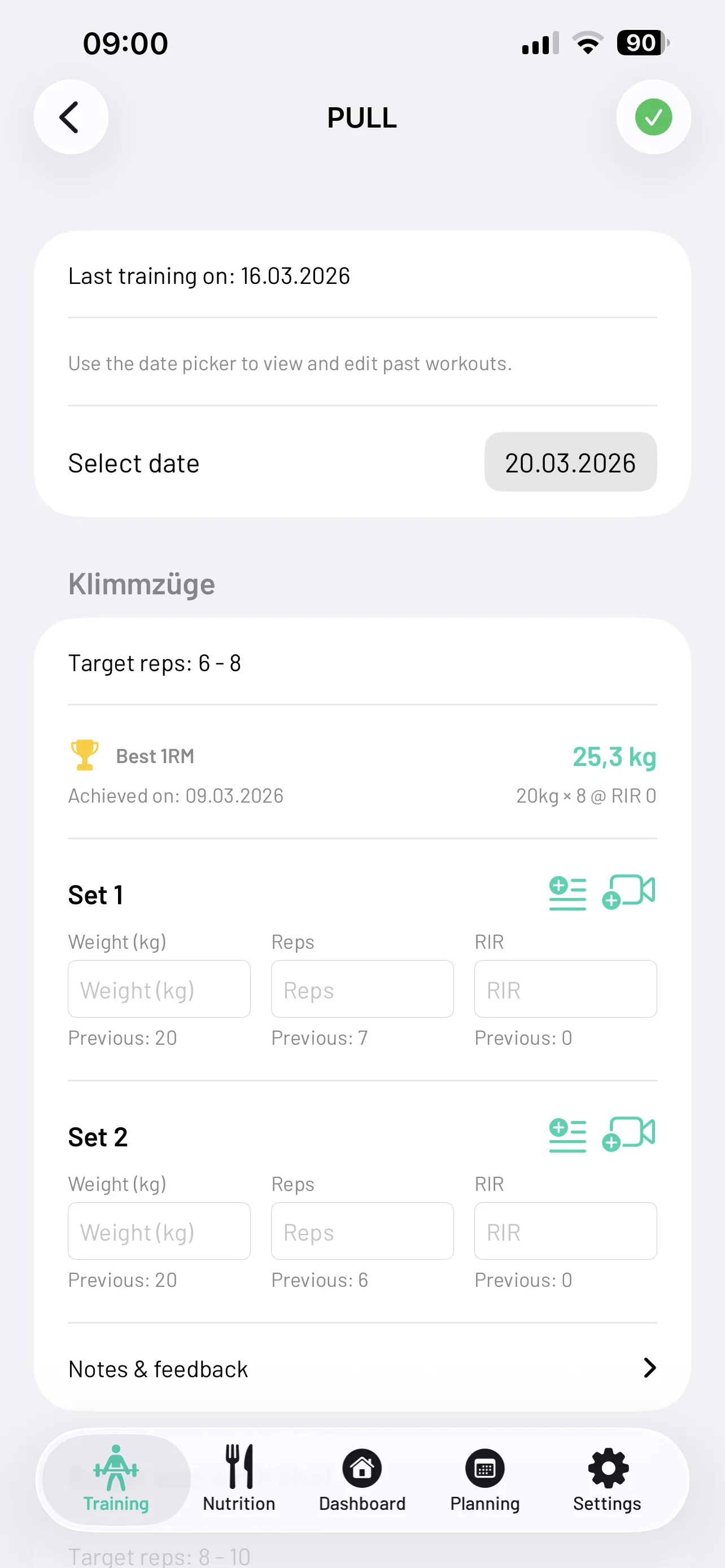 Trainingsplan Übungen