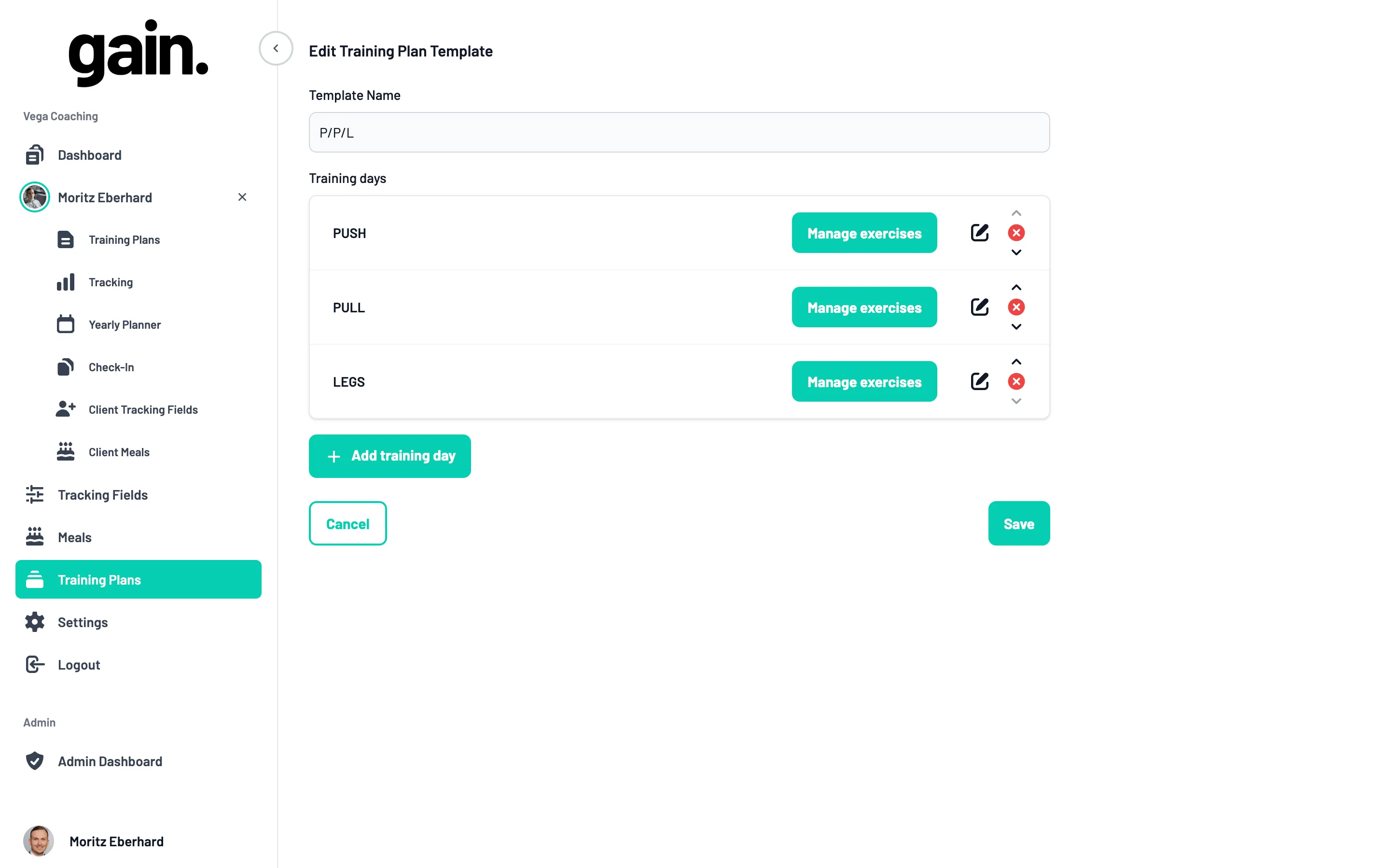 Trainingsplan Vorlage